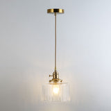 Retro Glass Pendant Light With Gold Shading For Restaurants - 1 Head Suspended Ceiling Fixture / L