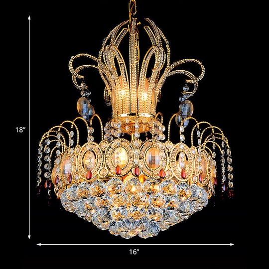 Contemporary Gold Crystal Ball Chandelier - Multi Light Fixture For Dining Room 16/19.5 Wide