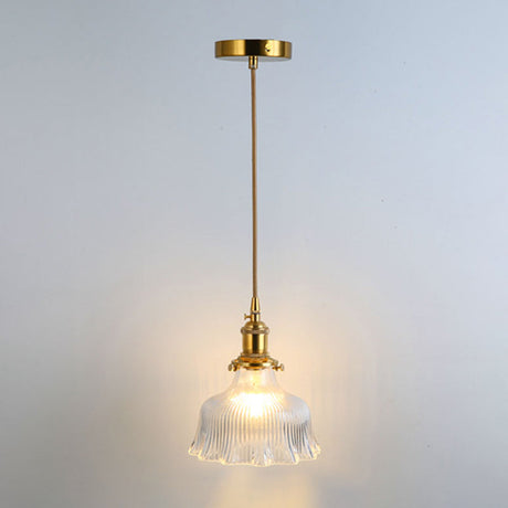 Shaded Pendant Light With Clear Textured Glass - Simplicity Series / D