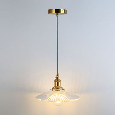Shaded Pendant Light With Clear Textured Glass - Simplicity Series / G