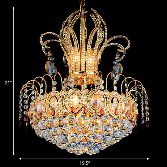 Contemporary Gold Crystal Ball Chandelier Light with Multi Lights for Dining Room, 16"/19.5" Wide