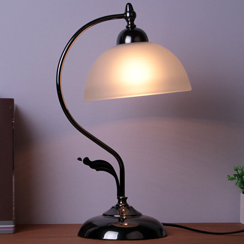Vintage Opal Glass Nightstand Lamp - 1-Light Table Lighting For Living Room Black / B