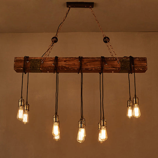 Vintage Style Open Bulb Pendant Light Metallic Finish For Restaurant Island Lighting Brown