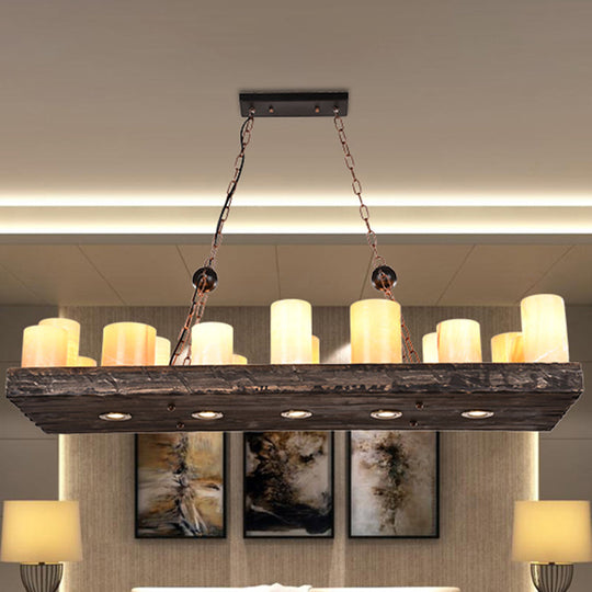 Iron Lantern Chandelier, antique pendant lighting for commercial restaurants with wooden accents