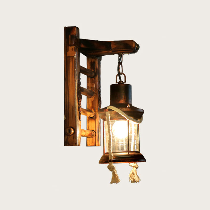 Iron Lantern Kerosene Light - Industrial Style Wall Fixture In Bronze / D