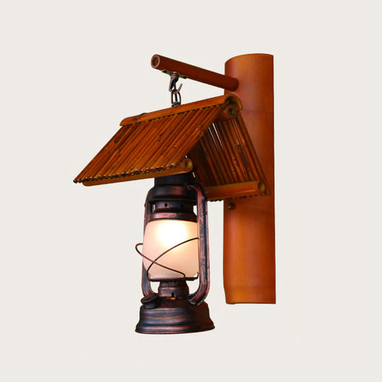 Iron Lantern Kerosene Light - Industrial Style Wall Fixture In Bronze / A
