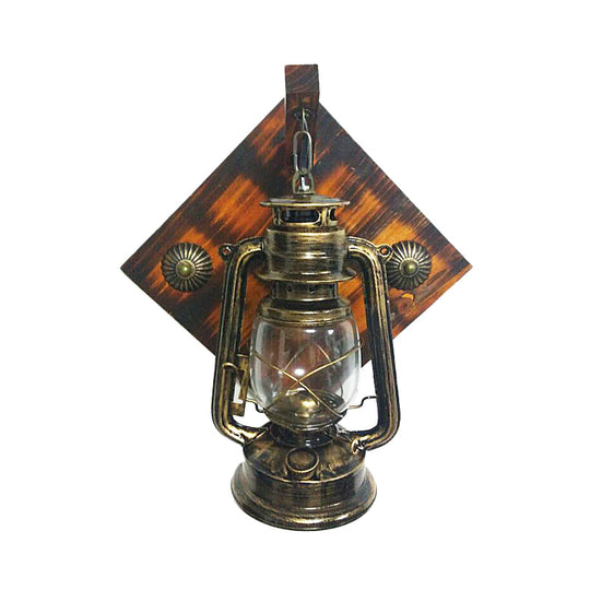 Bronze Vintage Wall Light Fixture: Shaded Iron Kerosene Lantern For Corridor / E