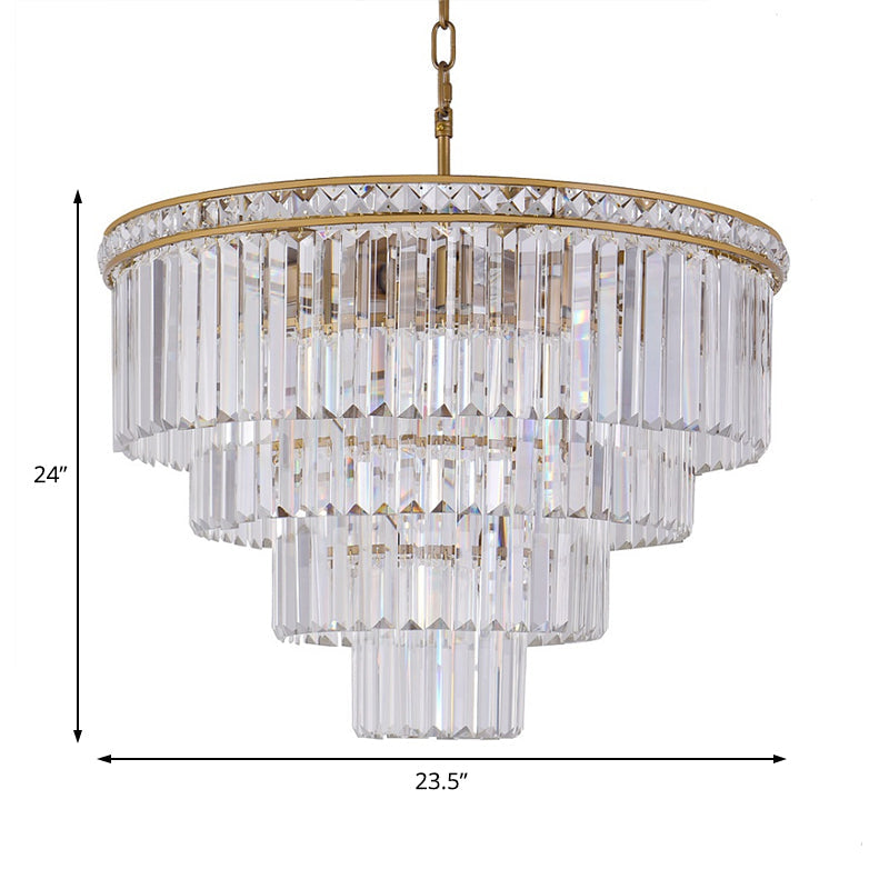 Modern Faceted Optical Crystal Chandelier Light With 6 Brass Lights - 19.5/23.5 Wide