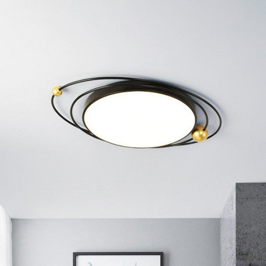 Contemporary Metal Flush Ceiling Light - Led Mount Fixture For Living Room Black / 21.5 White