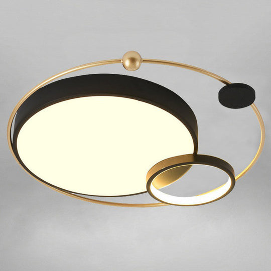 Modern Metal Led Flush Ceiling Light Fixture Planet Shaped For Bedroom Gold-Black / 18 Third Gear