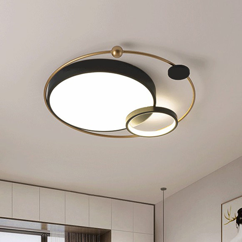 Modern Metal Led Flush Ceiling Light Fixture Planet Shaped For Bedroom