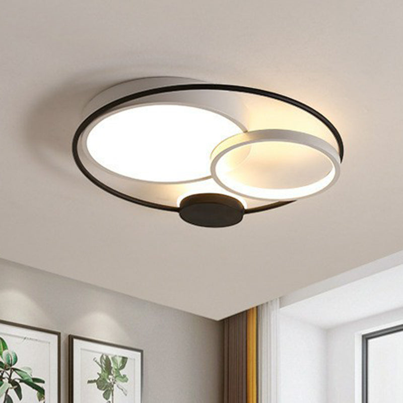 Minimalist Led Flush Mount: Acrylic Circular Lighting Fixture For Bedroom Black-White / 15.5 Third