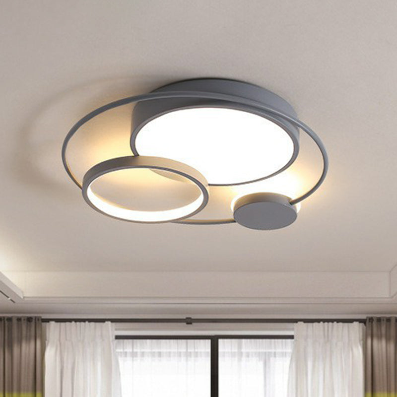 Minimalist Led Flush Mount: Acrylic Circular Lighting Fixture For Bedroom Grey / 15.5 Third Gear