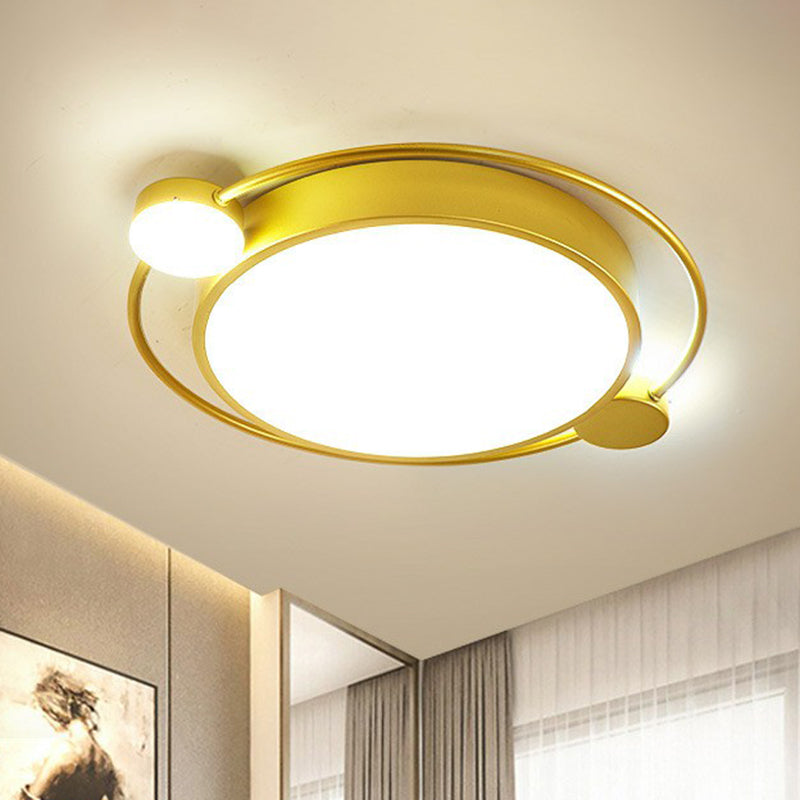 Gold Led Flush Mount Ceiling Light With Modern Round Shade / 18 Third Gear