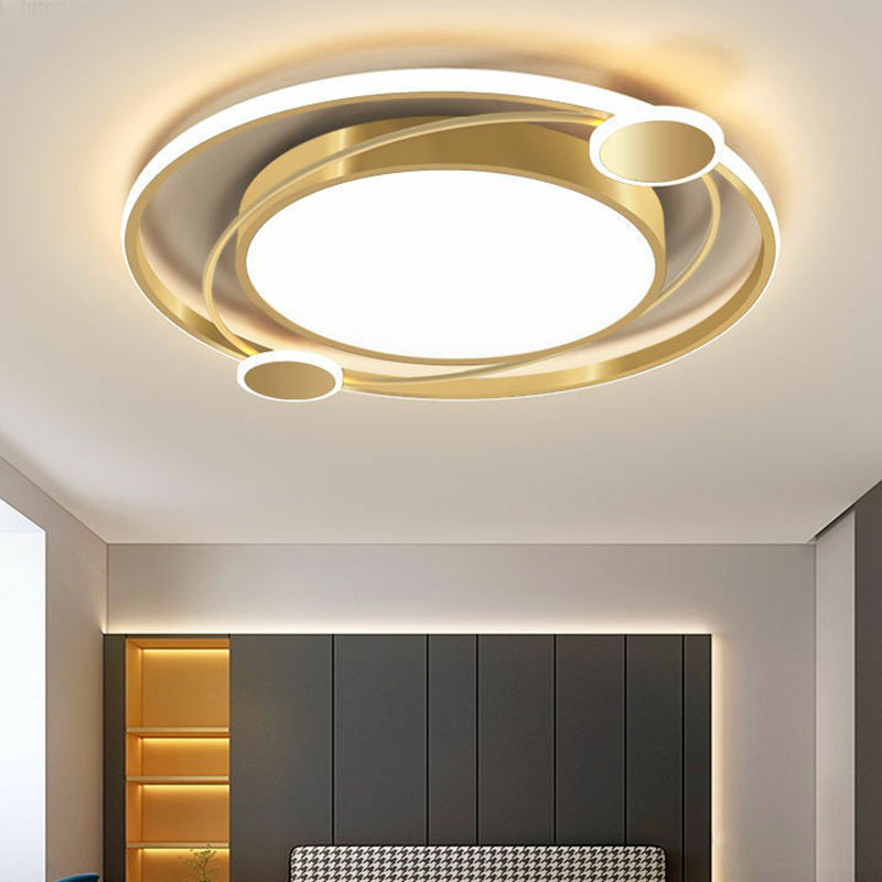 Golden Nordic Flush Mount Ceiling Light: Led Metal Fixture For Living Room Gold / Remote Control