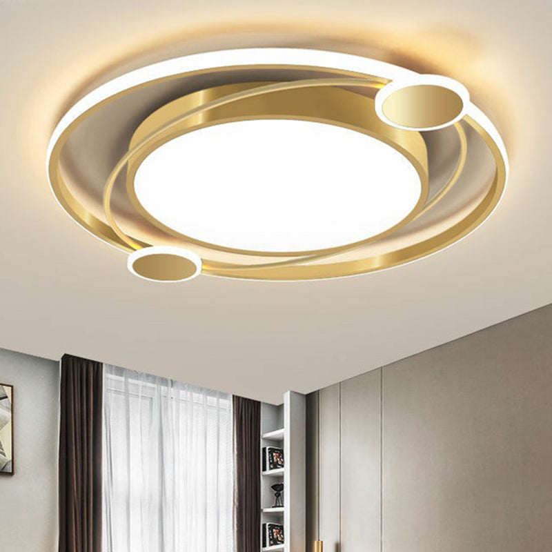 Golden Nordic Flush Mount Ceiling Light: Led Metal Fixture For Living Room Gold / Warm