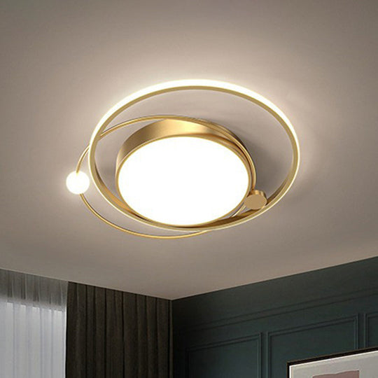 Modern Acrylic Led Flush Ceiling Light Fixture For Bedroom - Circular Design Gold / 19.5 White