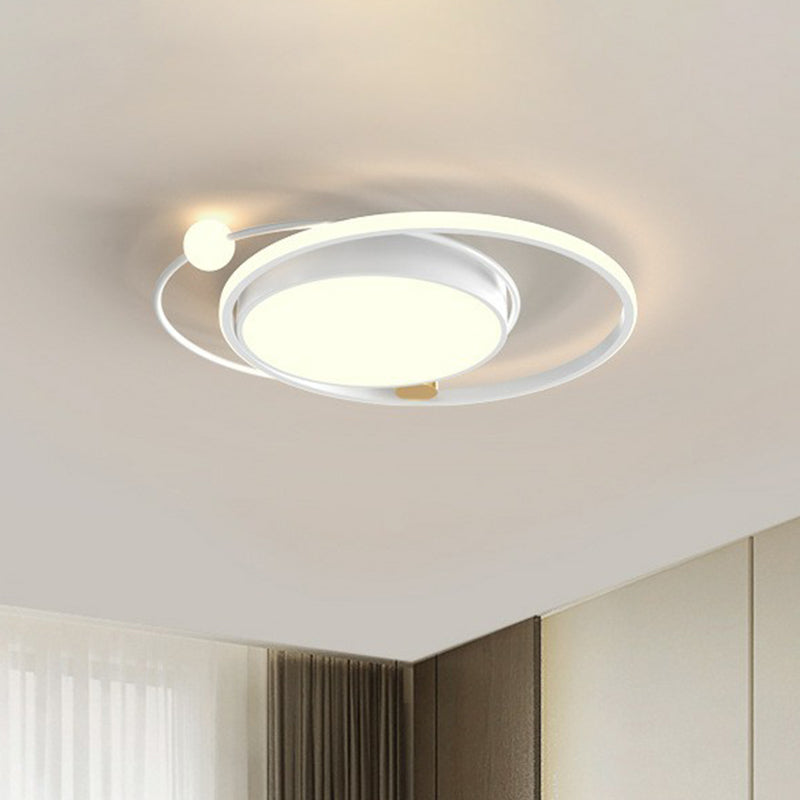 Modern Acrylic Led Flush Ceiling Light Fixture For Bedroom - Circular Design White / 19.5
