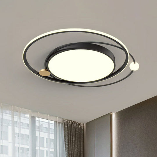 Modern Acrylic Led Flush Ceiling Light Fixture For Bedroom - Circular Design Black / 19.5 White
