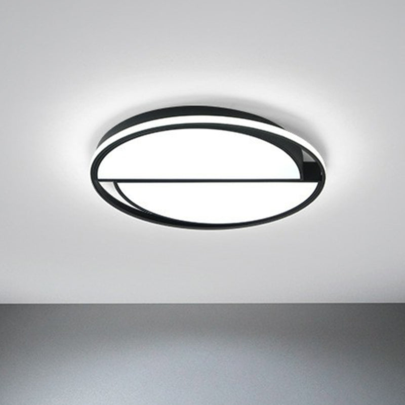 Modern Black Metal Led Ceiling Light For Study Room - Splicing Round Design / White