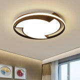 Contemporary Black Led Flush Mount Ceiling Light Black / Warm