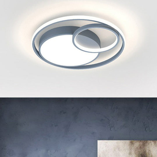 Round Bedroom Led Ceiling Light - Acrylic Simplicity Flush Mount Grey / 15.5 Warm