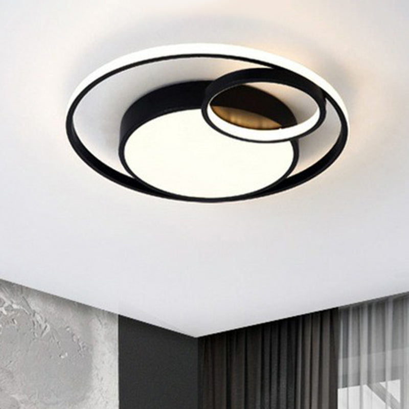 Round Bedroom Led Ceiling Light - Acrylic Simplicity Flush Mount Black / 15.5 Warm