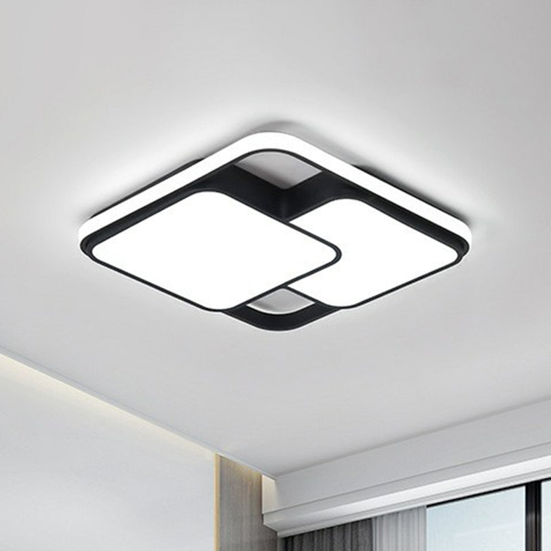 Minimalist Black Led Rhombus Acrylic Flush Mount Lighting Fixture / White