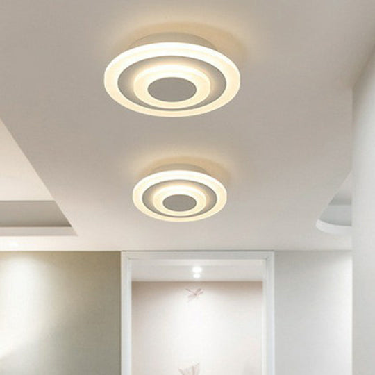 Modern Geometric Flush Mount Led Ceiling Light - Acrylic Corridor Fixture White / Round
