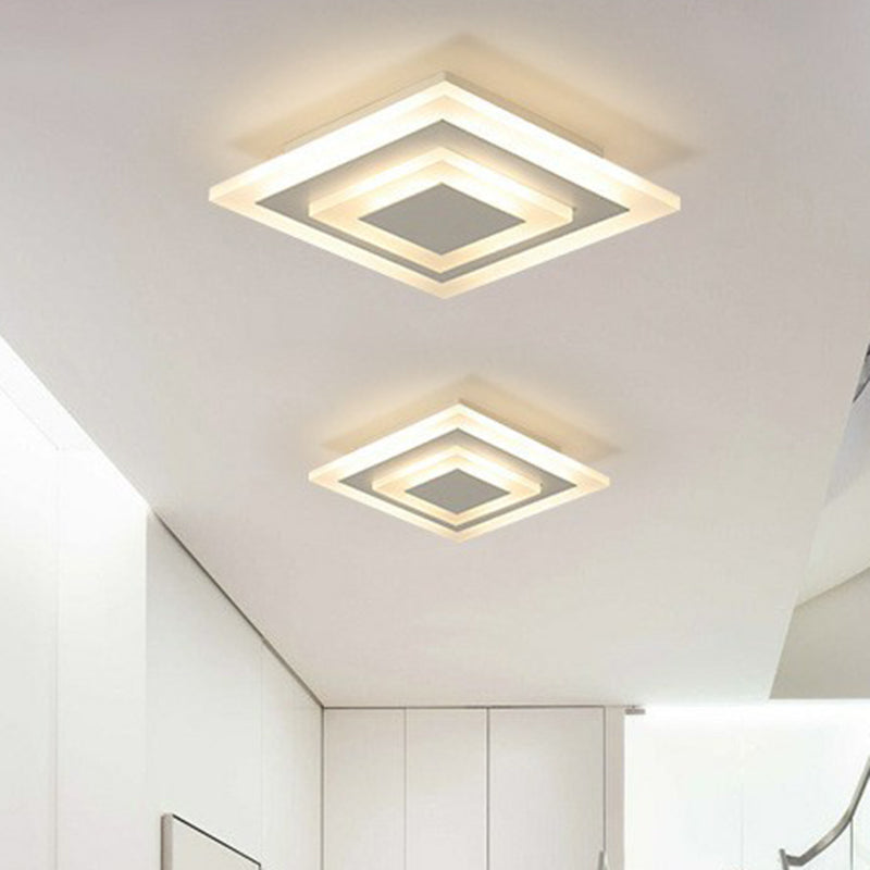 Modern Geometric Flush Mount Led Ceiling Light - Acrylic Corridor Fixture White / Third Gear Square