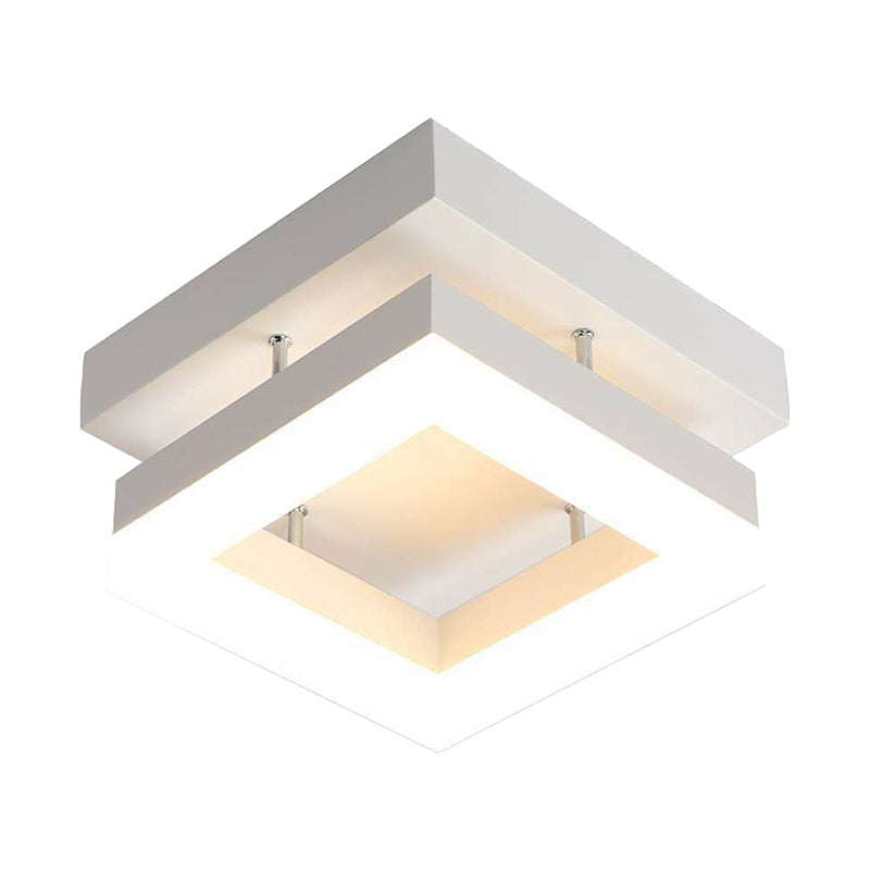 Contemporary Geometric Led Flush Mount Ceiling Light In White For Hallways