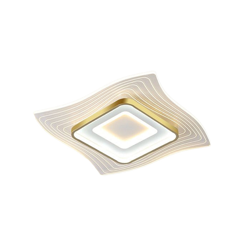 Contemporary Gold Led Acrylic Flush Mount Ceiling Light