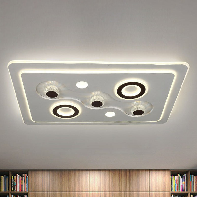 White Rectangular Acrylic Flush Mount Lighting Modern LED Flush Ceiling Light Fixture