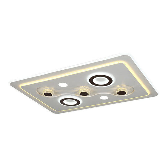 White Rectangular Acrylic Flush Mount Lighting Modern LED Flush Ceiling Light Fixture