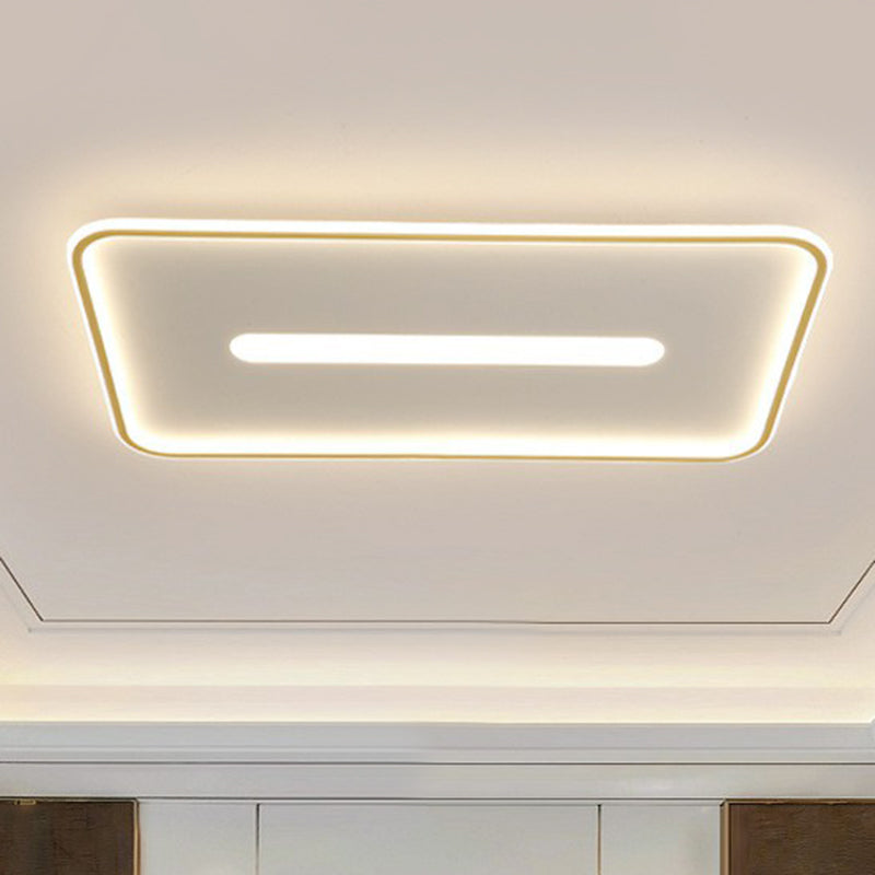 Minimalist Glow: Nordic Aluminum Rectangular LED Flush Ceiling Light for Contemporary Living Rooms