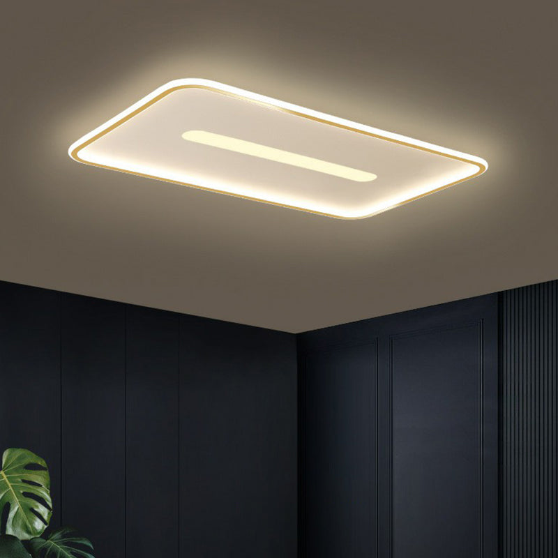 Nordic Rectangular Flush Ceiling Led Light Fixture For Living Room Aluminum Mount Lighting