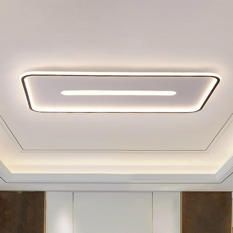 Minimalist Glow: Nordic Aluminum Rectangular Led Flush Ceiling Light For Contemporary Living Rooms