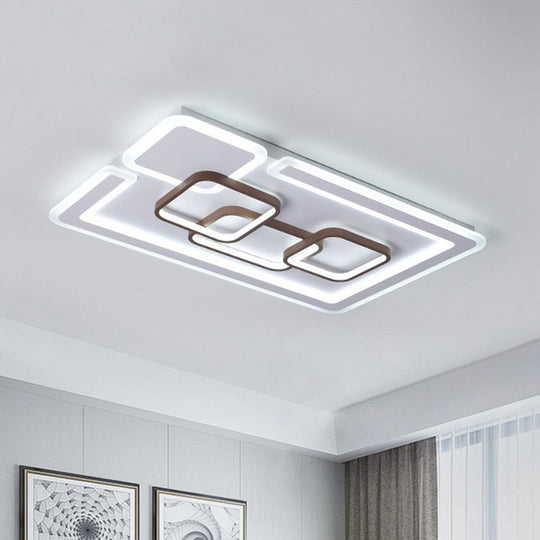 Nordic Geometric Led Flush Mount Acrylic Ceiling Light In Coffee For Living Room / 23.5 White