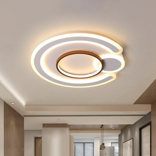 Nordic Geometric Led Flush Mount Acrylic Ceiling Light In Coffee For Living Room / 16.5 Warm