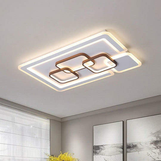 Nordic Geometric Led Flush Mount Acrylic Ceiling Light In Coffee For Living Room / 23.5 Warm