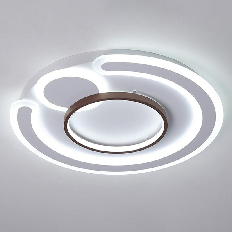 Nordic Geometric Led Flush Mount Acrylic Ceiling Light In Coffee For Living Room / 16.5 White
