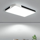 Modern Metal Geometric Led Flush Mount Ceiling Light In Black And White Black - White / Rectangle