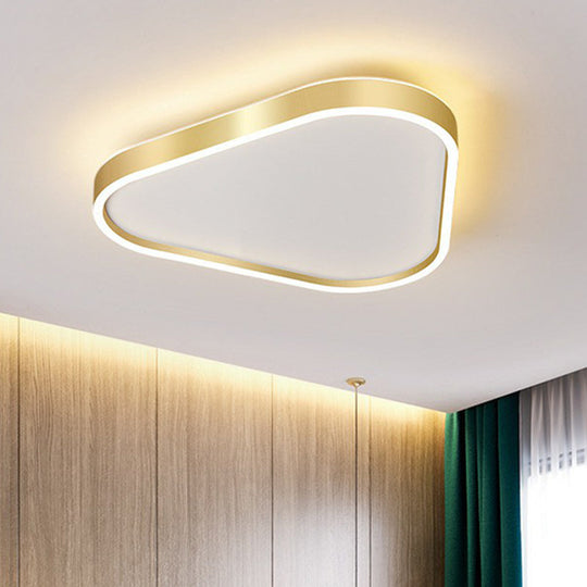 Simplicity Gold Led Flush Mount Ceiling Light With Acrylic Triangular Design / 15.5 Warm