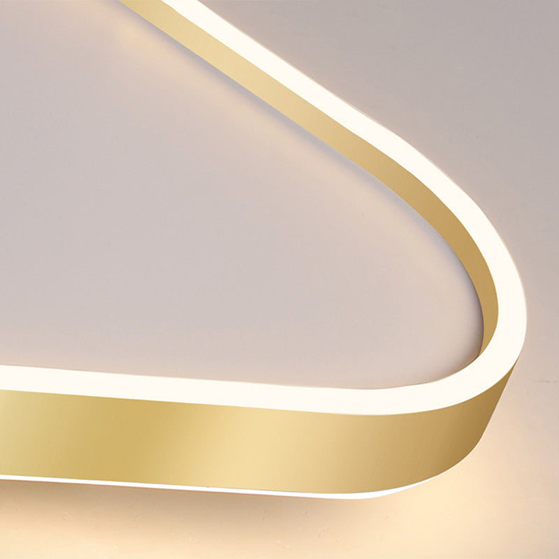 Simplicity Gold Led Flush Mount Ceiling Light With Acrylic Triangular Design