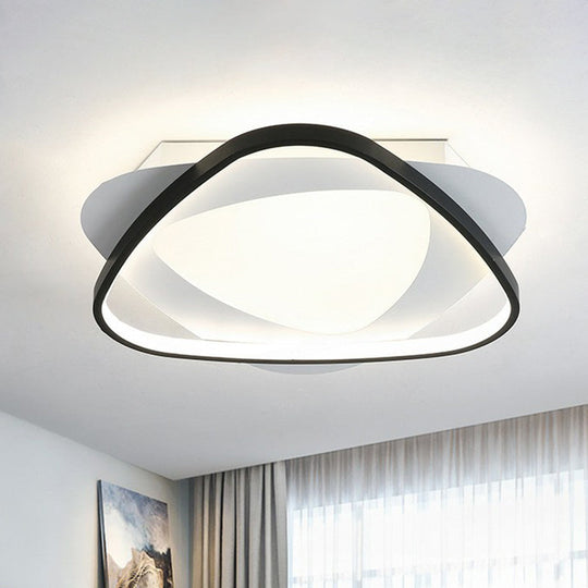 Modern Black Triangle Flush Led Ceiling Light For Bedrooms / 19.5 Third Gear
