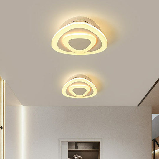 Contemporary Flush Ceiling Light: Geometric Acrylic Led Fixture White / Triangle