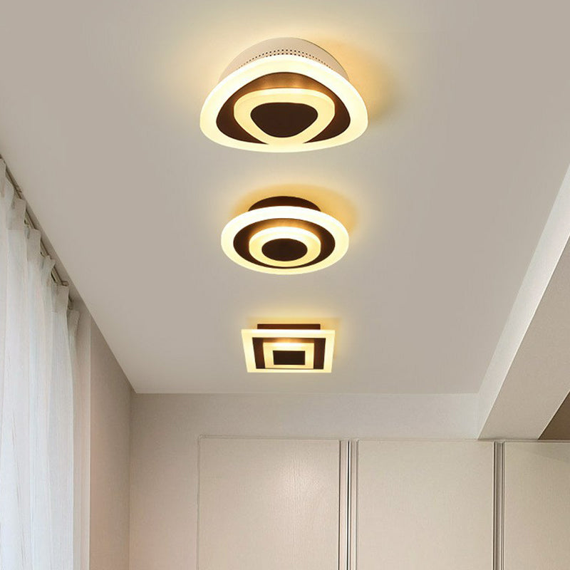 Contemporary Flush Ceiling Light: Geometric Acrylic Led Fixture