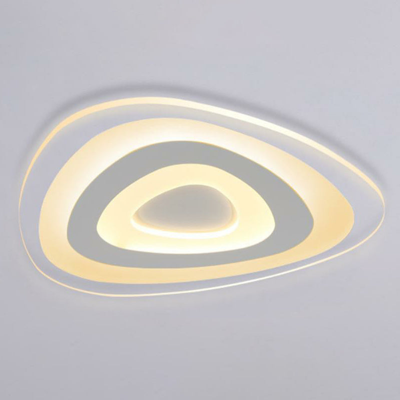 Simplicity Ultra-Thin Led Flush Mount Light In White For Living Room Ceiling / 8 Warm