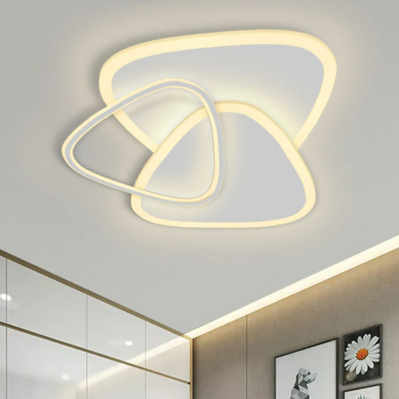 Modern Triangular Led Flush Ceiling Light For Bedrooms In White