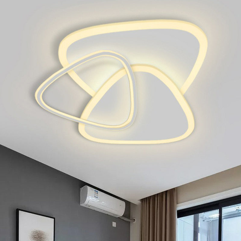 Modern Triangular Led Flush Ceiling Light For Bedrooms In White / Warm